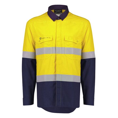 Mens Orange Flame Lightweight Ripstop Spliced Shirt - Hoop Taped Thumbnail