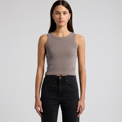 Womens Faded Organic Rib Crop Tank Thumbnail
