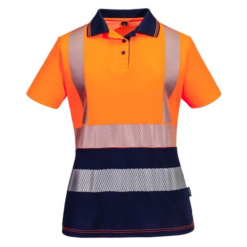 Womens Hi Vis Cotton Comfort Contrast Short Sleeve Polo Shirt Thumbnail