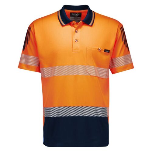 Mens Hi Vis Flux Segmented Tape Short Sleeve Polo Thumbnail