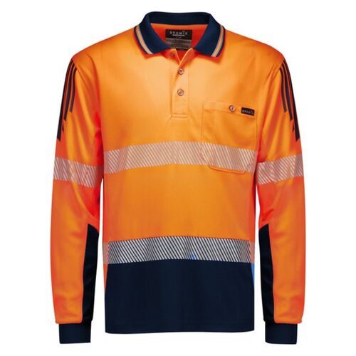 Mens Hi Vis Flux Segmented Tape Long Sleeve Polo Thumbnail