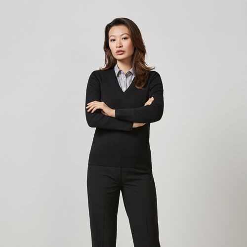 Womens V-Neck Knit Pullover Thumbnail