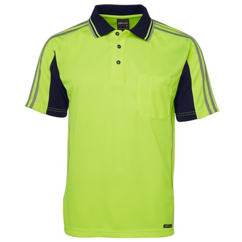 Mens Hi Vis Short Sleeve Arm Tape Polo Thumbnail