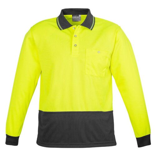 Unisex Hi Vis Basic Spliced Long Sleeve Polo Thumbnail