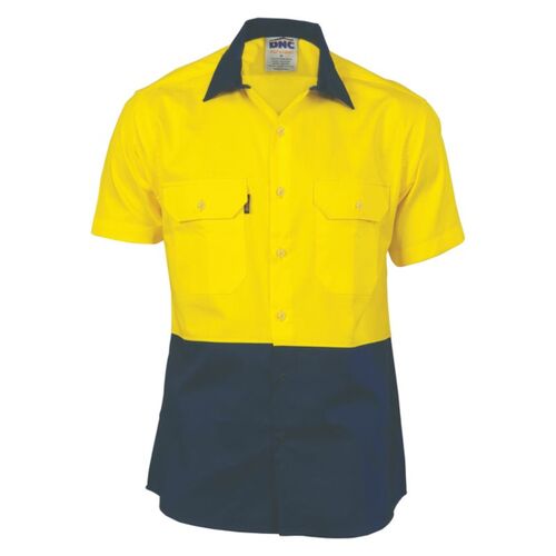 Mens HiVis Two Tone Cotton Drill Vented Shirt Thumbnail