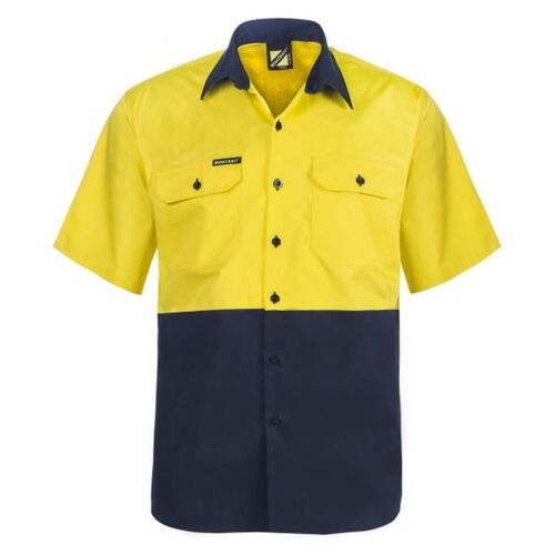 Mens Lightweight Hi Vis Two Tone Short Sleeve Vented Cotton Drill Shirt  Thumbnail