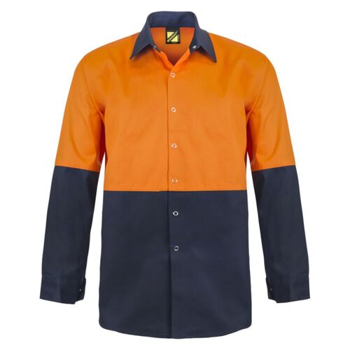 Mens Long Sleeve Two Tone Hi Vis Shirt With Studs Thumbnail