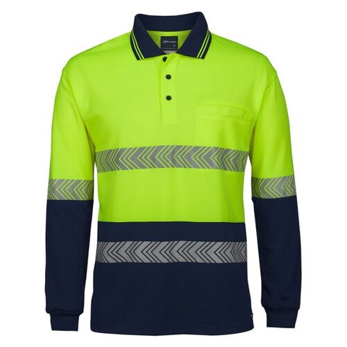 Mens Hi Vis Long Sleeve Segmented Tape Polo Thumbnail