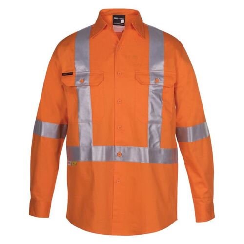 Mens Hi Vis (D+N) Long Sleeve 150G Cross Back Tape Shirt Thumbnail