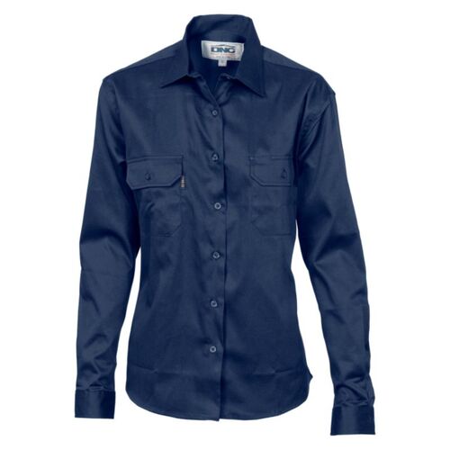 Womens Cotton Drill Work Shirt - Long Sleeve Thumbnail